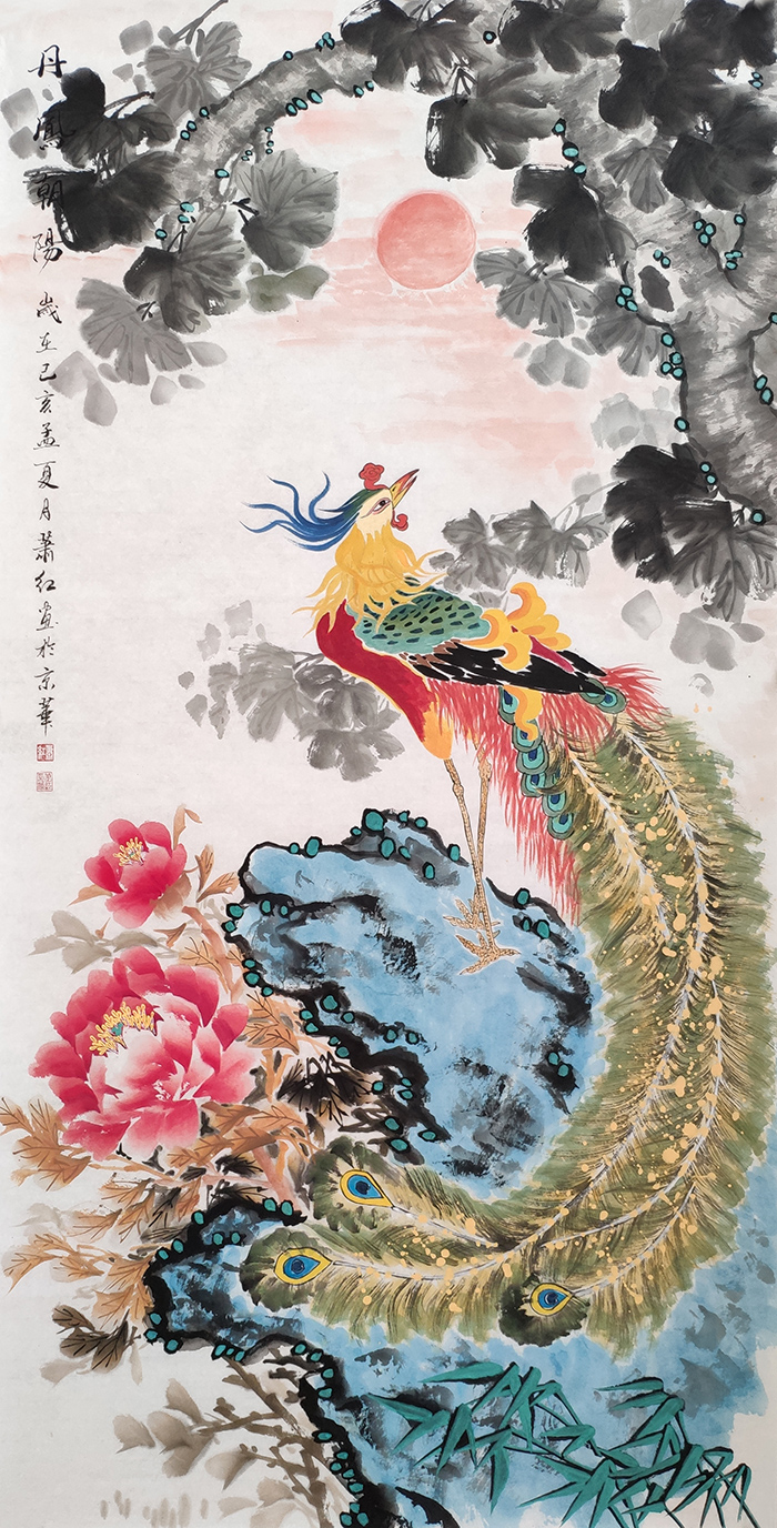 这幅画,设色艳丽明快,寓意美好吉祥,贤才遇到大好时代,可以一展平生所