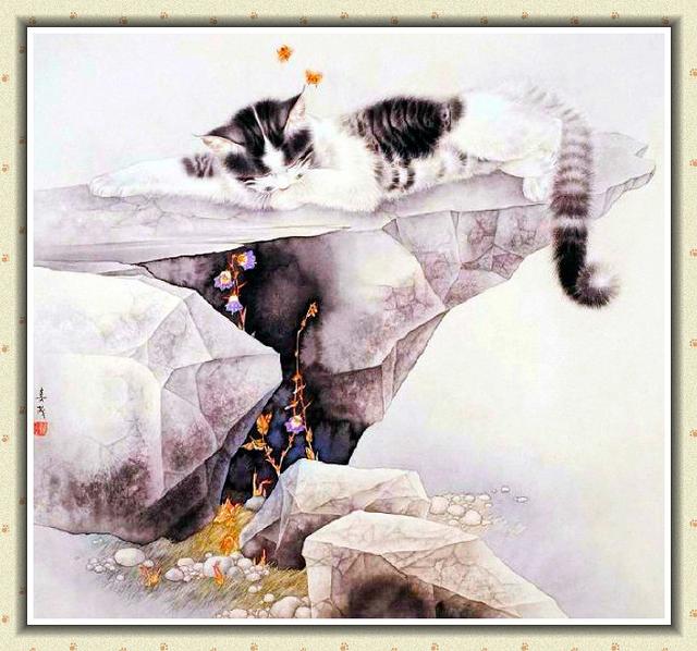 神灵的猫米春茂工笔画猫
