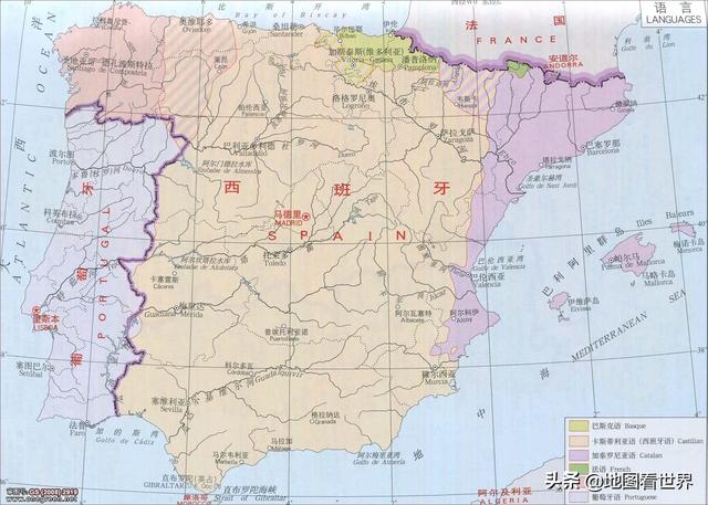 西班牙地处欧洲与非洲的交界,西邻同处于伊比利亚半岛的葡萄牙,北濒比
