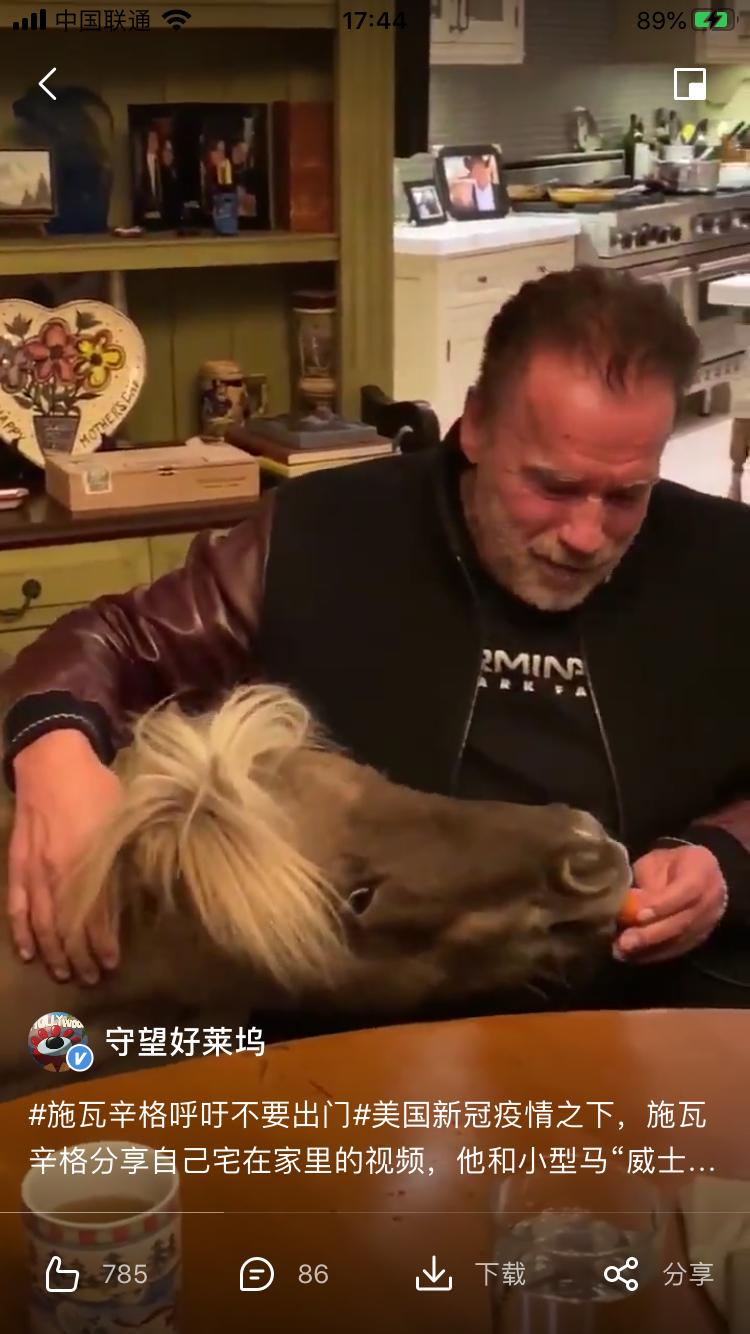 72岁施瓦辛格“认怂”，和萌宠一起居家抗疫