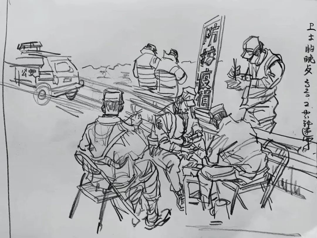 《卫士的晚餐》/ 张云龙 / 速写 / 2020年