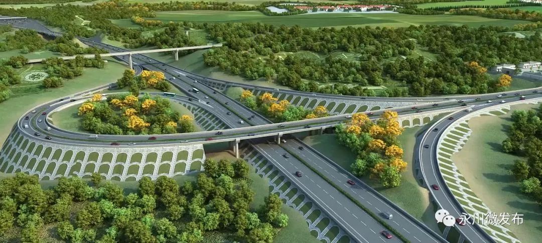 互通效果图)永泸高速的建设新增了重庆经四川至昆明中线高速公路通道