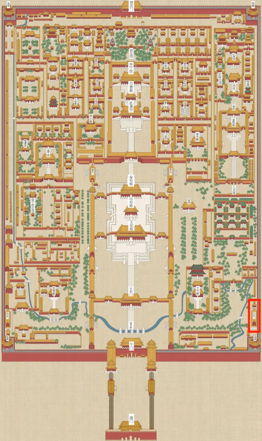 故宫平面图,红圈处为东华门 来源:故宫博物院官网 对此,老北京文化