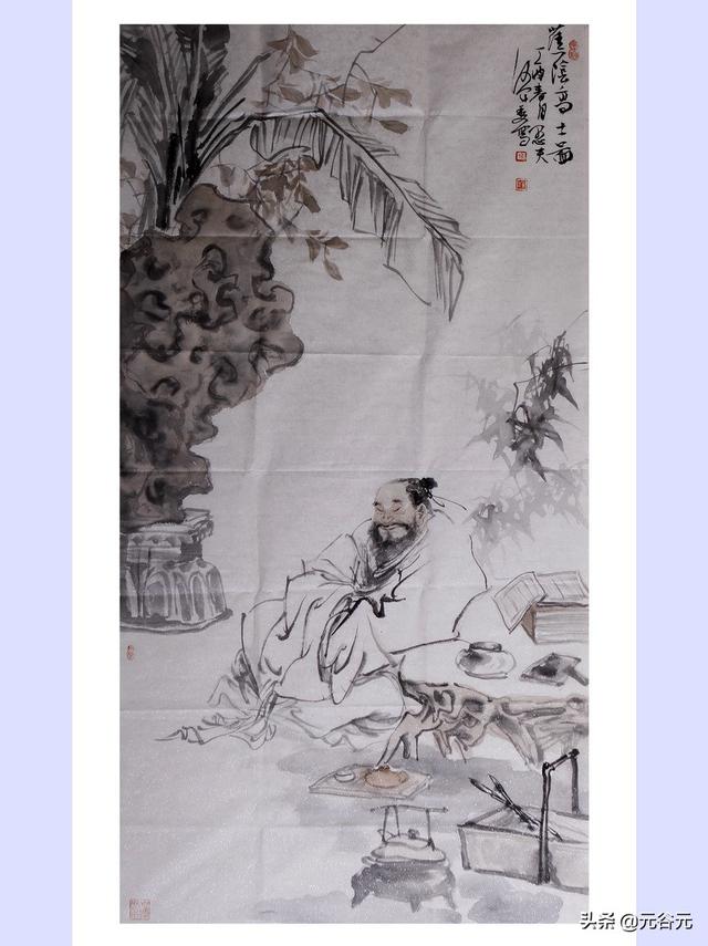 女娲补天 何军国画人物艺术作品:蕉荫高士图 陈舫枝国画山水艺术作品