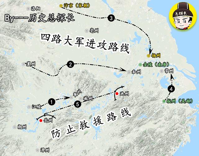 原创地图上的战争北宋军队挺兵南下扫平南唐接收十九州土地