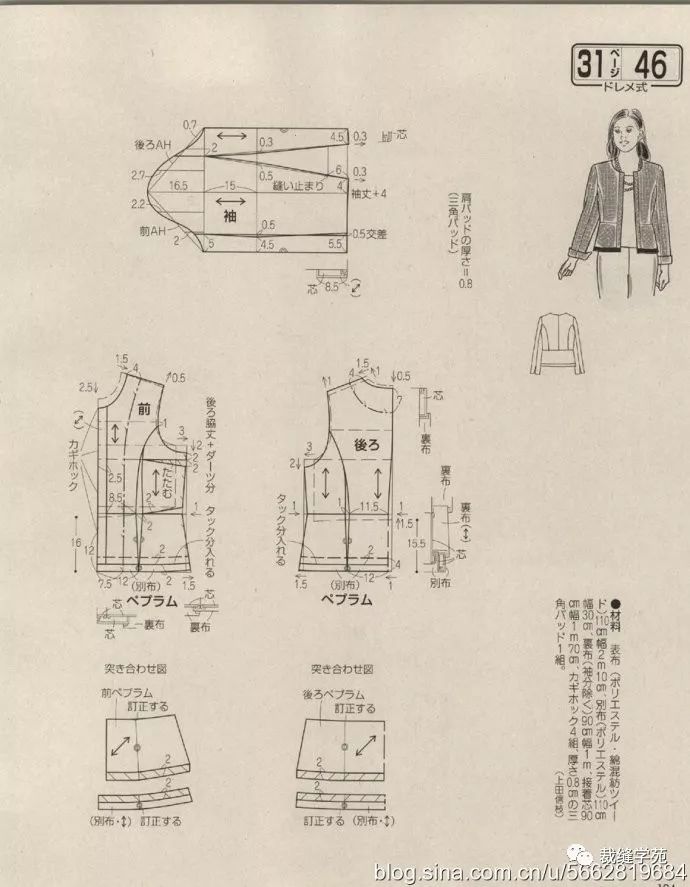 【裁剪图】女士小西装外套