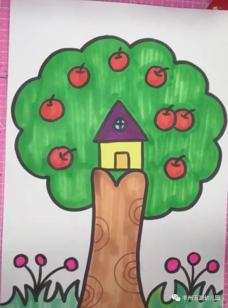 【停课不停学】玉湖幼儿园3月18日巧手乐园——绘画《汉堡》,《苹果树