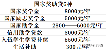 注：所有国家项目均按照当年国家资助政策执行院内奖助学金6种奖学金：一