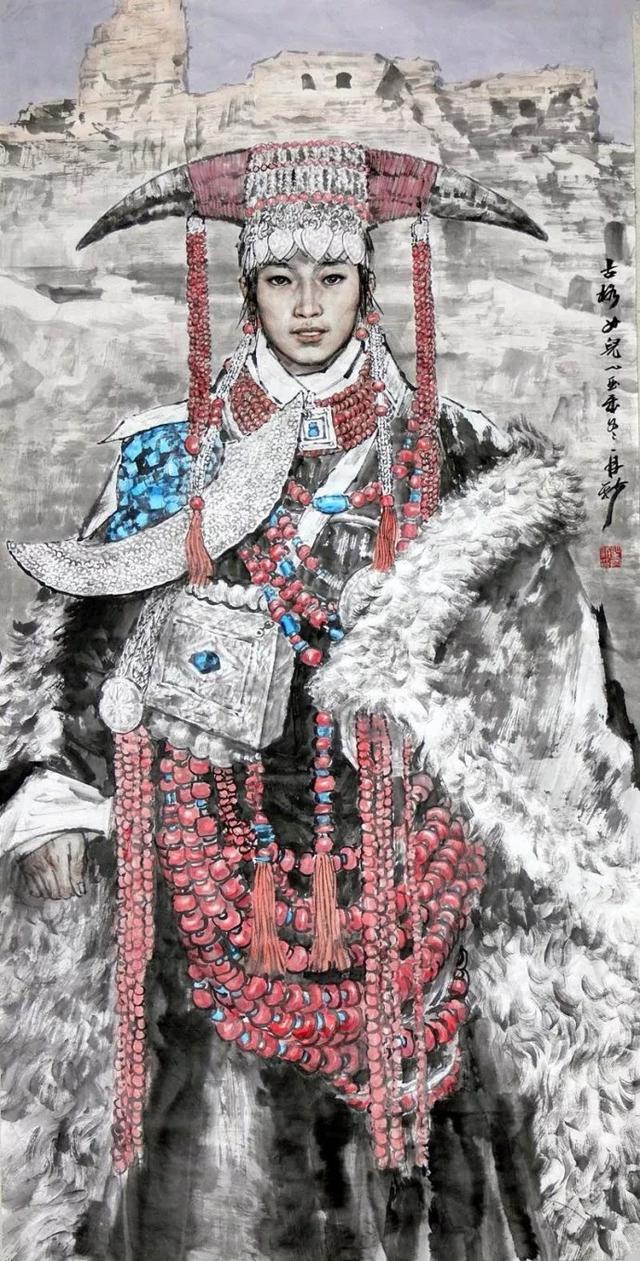 苗再新笔下的东方美女人物画作品欣赏