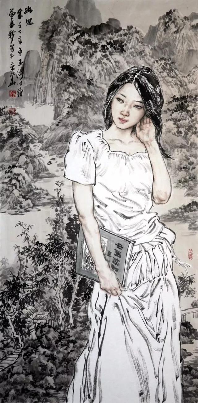 苗再新笔下的东方美女人物画作品欣赏