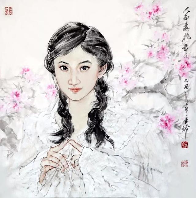 苗再新笔下的东方美女人物画作品欣赏