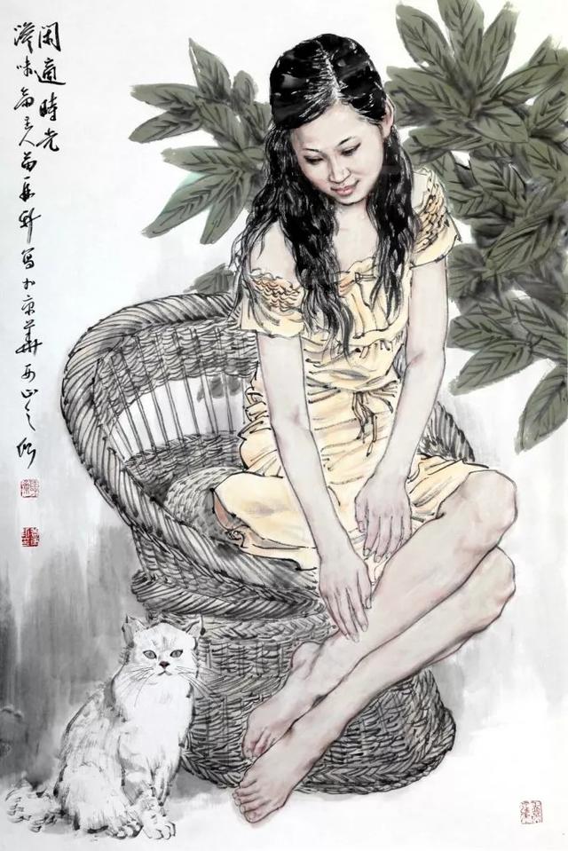 苗再新笔下的东方美女人物画作品欣赏