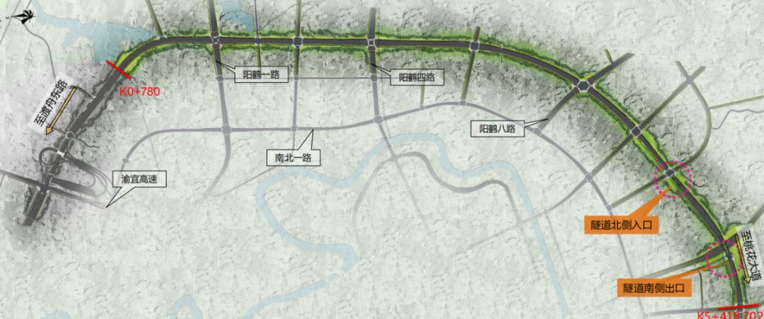 南北中路阳鹤山片区一期道路工程就在长寿桃花新城"外环线"喽长寿