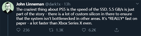 DF播主：PS5的硬盘读取速度可能比Xbox主机更快