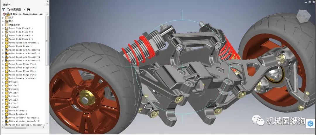 【rc遥控车】双横臂rc模型车悬架3d图纸 inventor设计