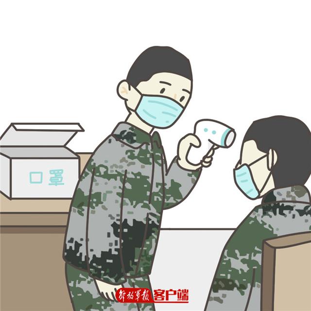 班长每天给班级成员分发口罩,测量体温.