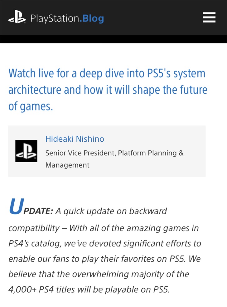 官宣！索尼PS5将兼容4000余款PS4游戏，加入高帧率/分辨率支持