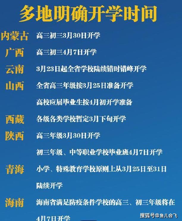 「全国」全国12省确定开学，4省将于4月7日开学又一省宣布开学时间