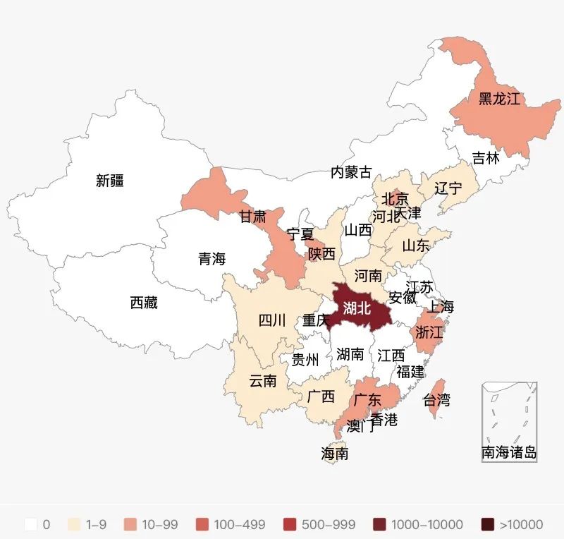 (疫情地图-累计确诊病例) (数 据来源:丁香园  ) 国内疫情情况 数据