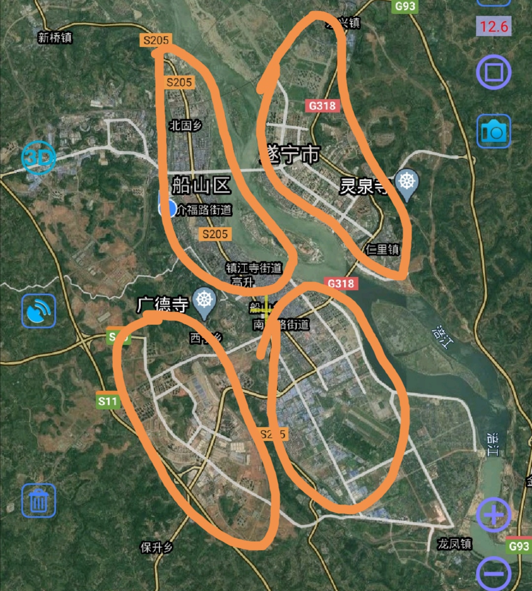 遂宁市各区县,新建高速公路,快速通道和主干道,理想规划方案