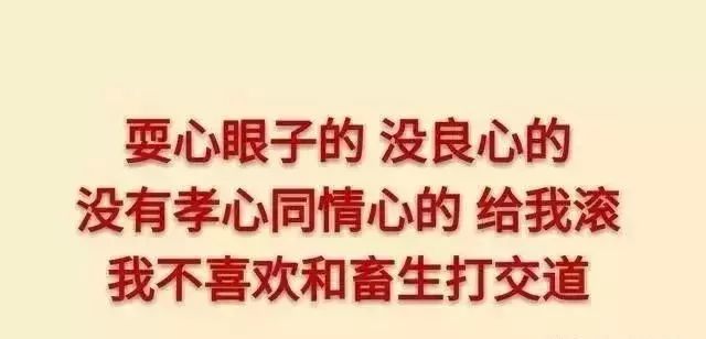 耍心眼的,没良心的,没有孝心,没有同情心的,给我滚,我不喜欢和畜生打