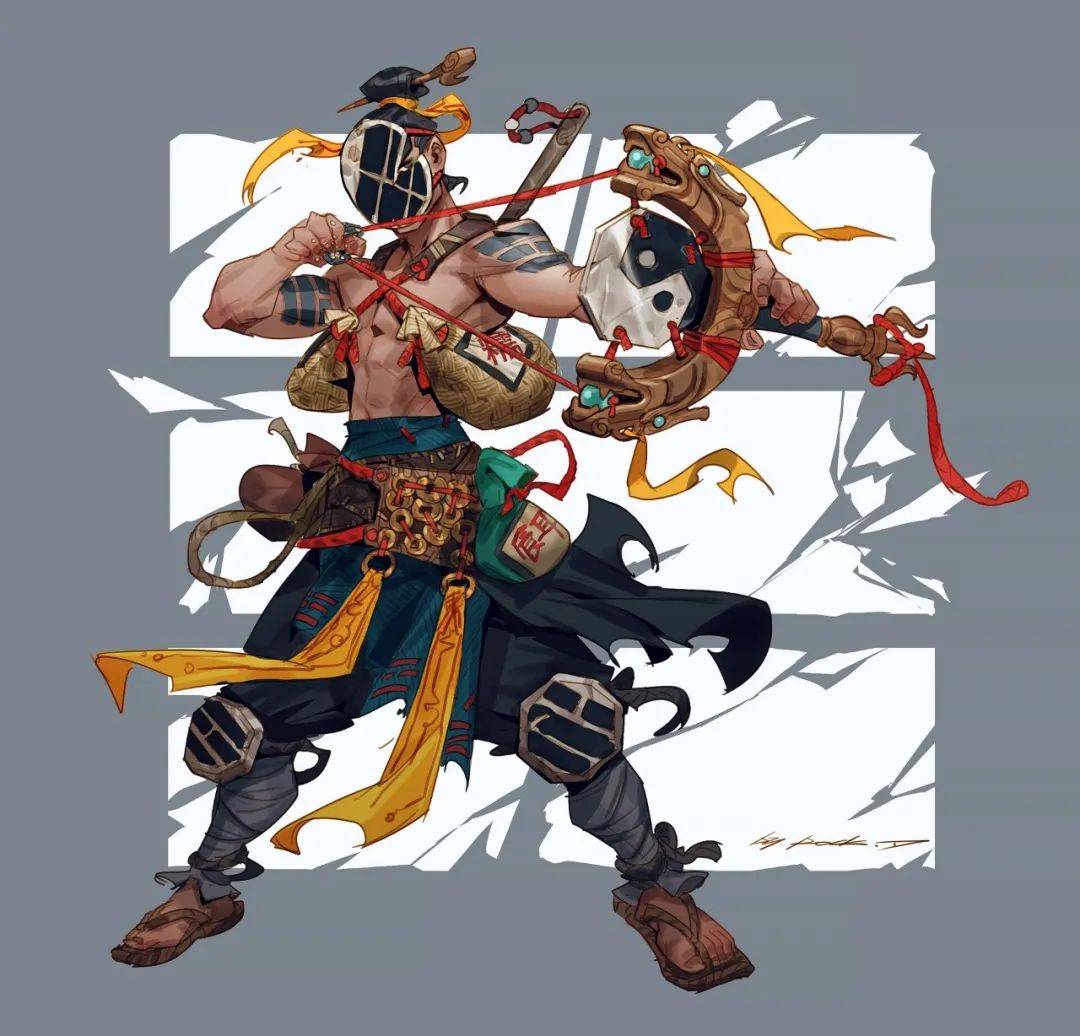 游戏设定中国风的“驱魔队”人物插画