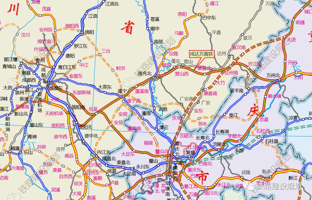 根据《公示》,新建成都至达州至万州铁路线路主要位于四川省,重庆市