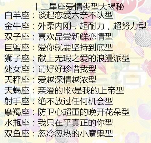 十二星座爱情类型大揭秘,十二星座的悲伤写在哪里?