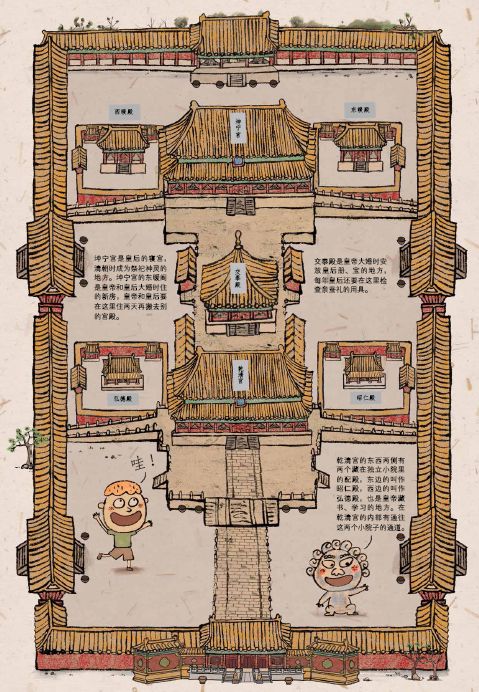 全套书用近200幅彩色漫画图片,体现出中国宫殿建筑的艺术特色