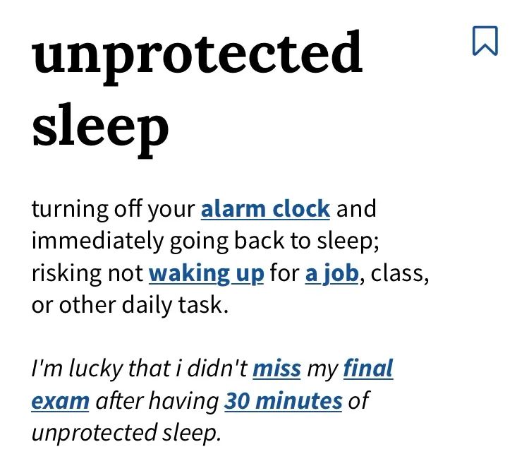 to sleep risking not waking up for a job class or other daily