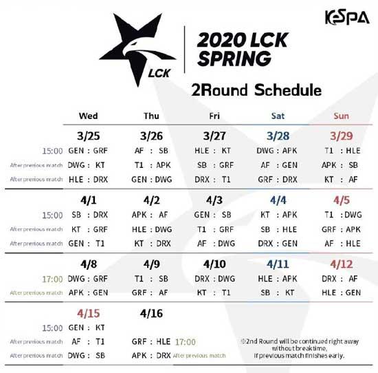 LCK春季赛终于公布下一轮赛程，下阶段直接在基地打线上赛了？