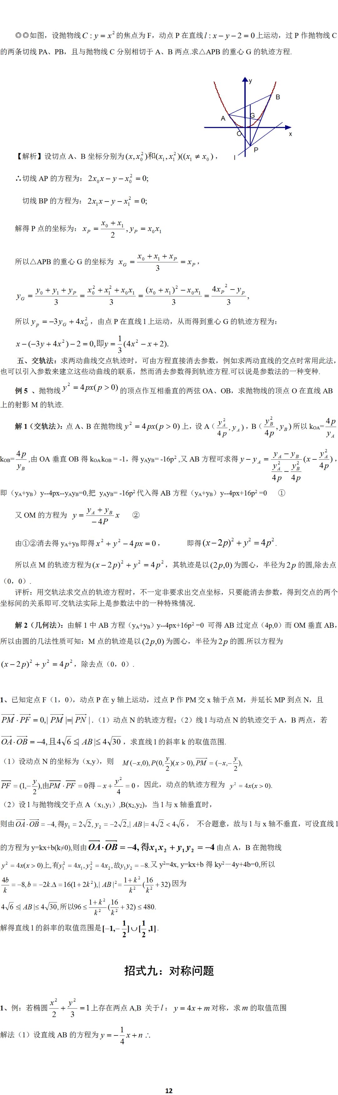 「题型」高考数学必考题型归纳：十招解决圆锥曲线问题