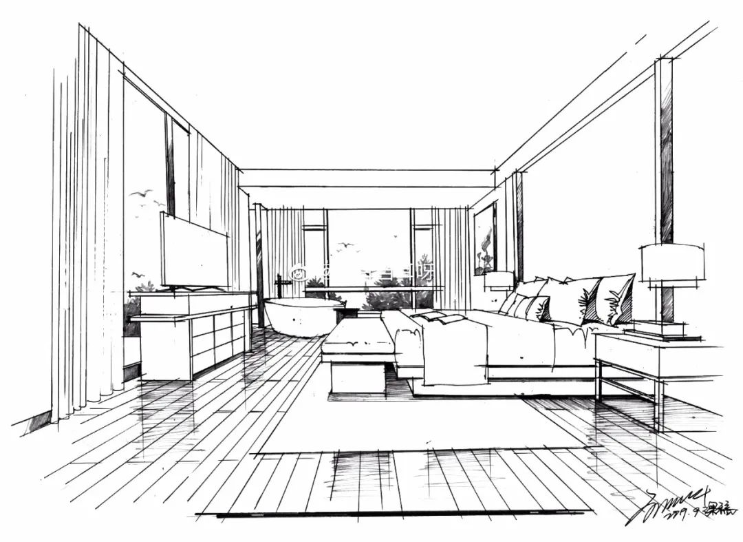 室内手绘效果图|空间|家装设计|語MOW_原创作品-站酷ZCOOL