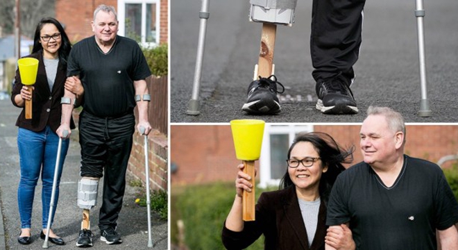 医院服务受疫情影响 英国妇女自行为丈夫制作假