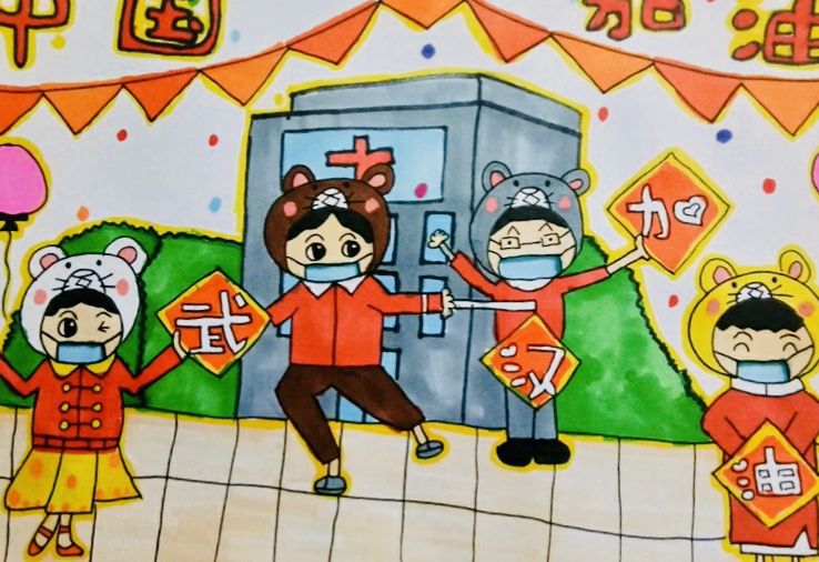 作品云展民众镇三民学校感谢逆行者们为我们撑起一把把保护伞