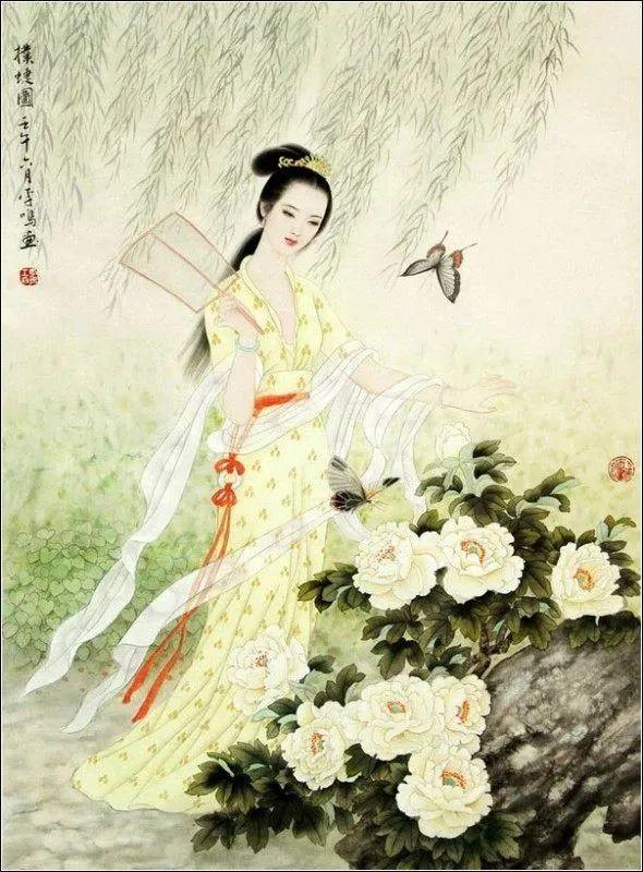 李鸣工笔人物画婀娜多姿