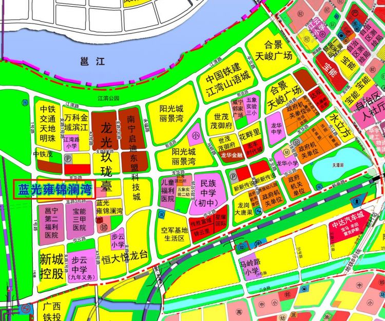 龙岗地块规划平面图他们产品有:"公园系","雍锦系","长岛系","黑钻系"