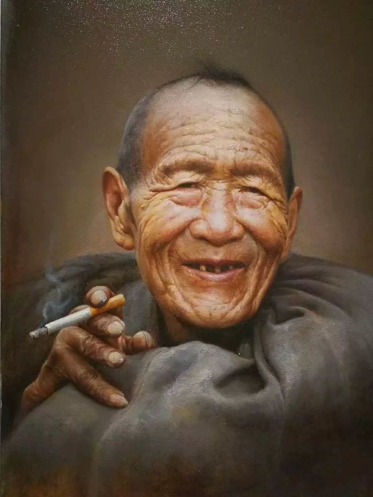 《老人像1》油画 陈子荣