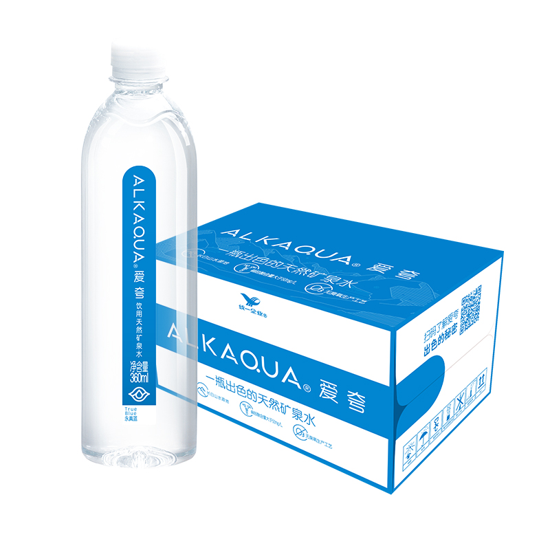 统一alkaqua爱夸天然矿泉水570ml*15瓶 长白山天然饮用水非纯净水到手