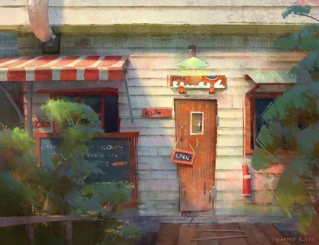 原画丨绘画丨温馨的街景插画丨插画家 tommy kim
