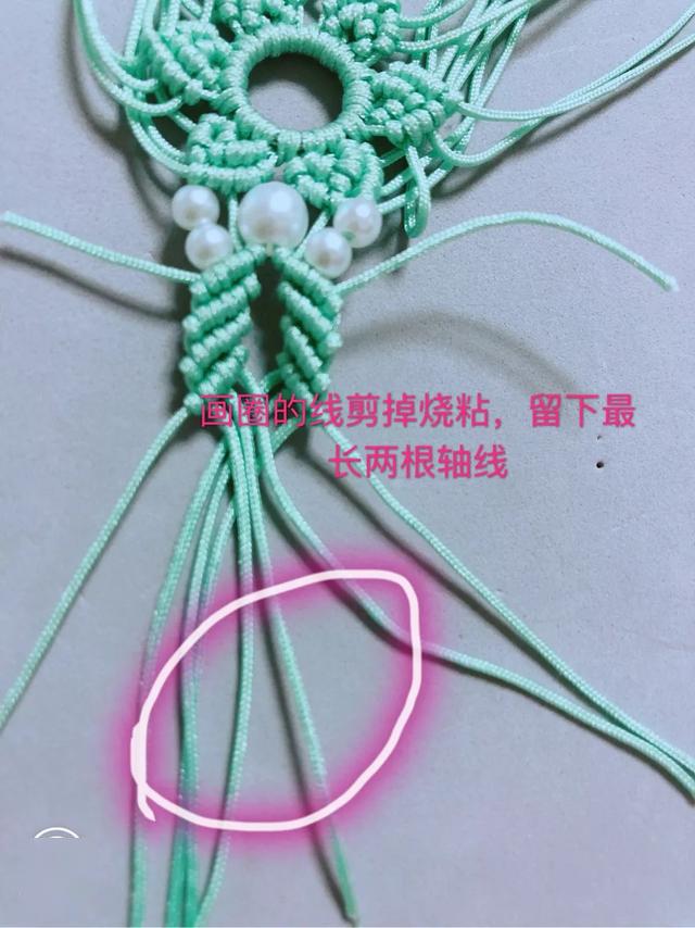 diy结绳编织:几根玉线编一条雪花挂件,结绳手工附教程