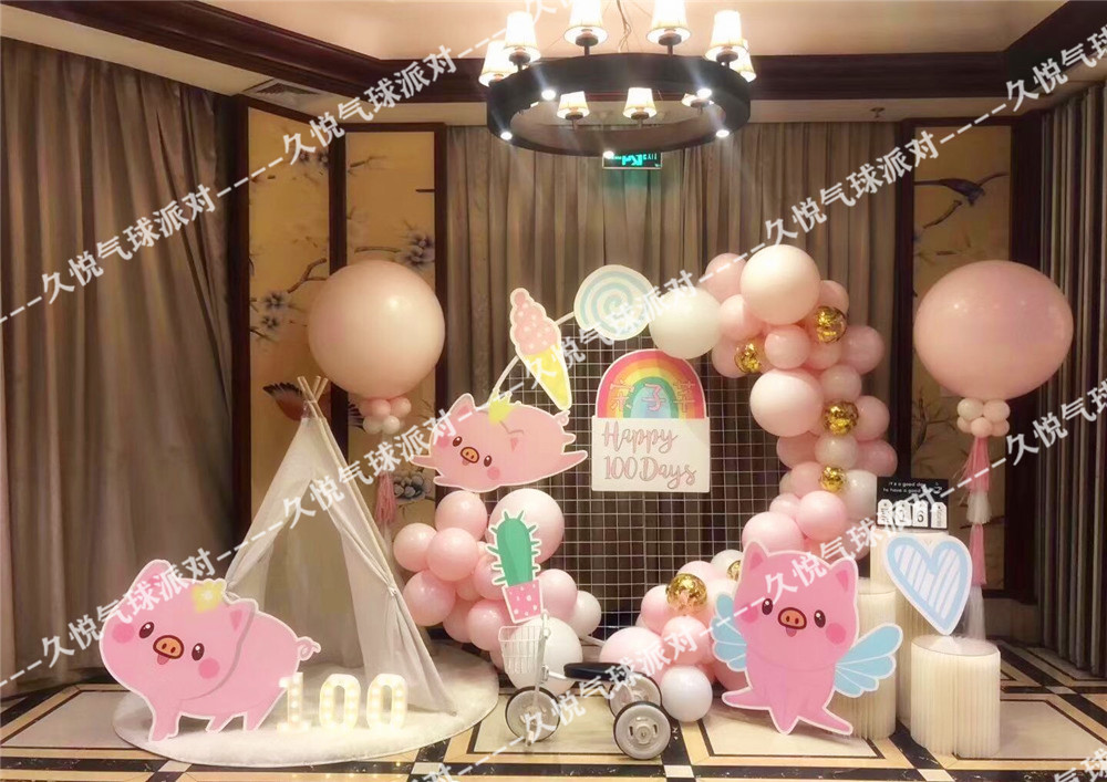 郑州宝宝宴满月宴百天宴酒店场地布置---适合男宝宝的主题气球布置
