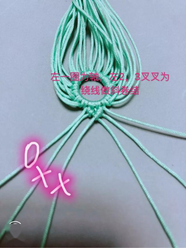 diy结绳编织:几根玉线编一条雪花挂件,结绳手工附教程