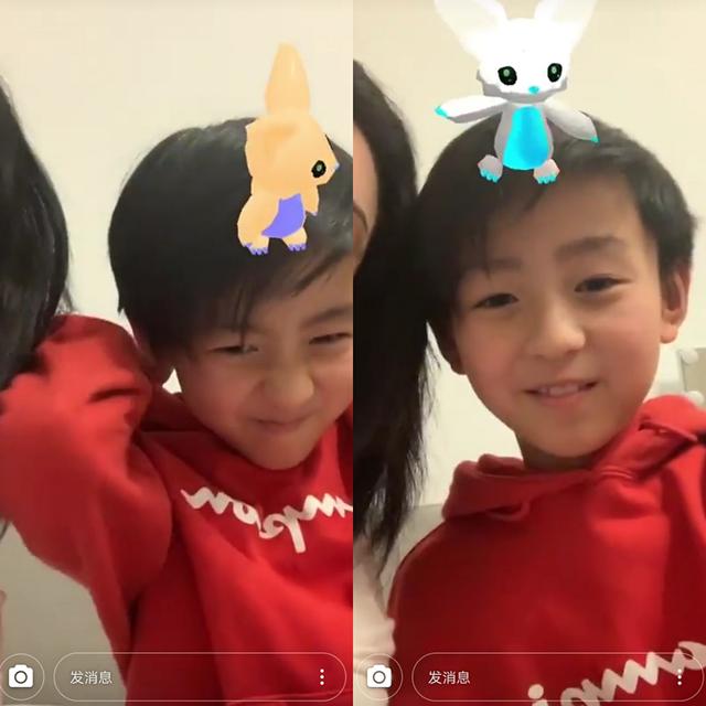 『脑袋』开心地拍小Q脑袋显幼稚，像个没长大的孩子张柏芝带儿子录视频