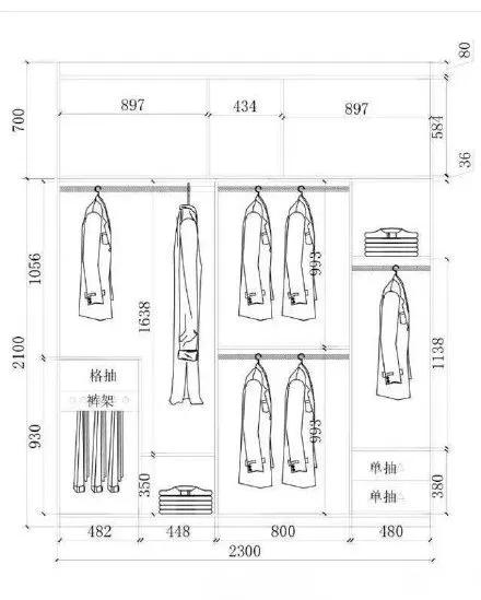 你想要的衣柜内部结构及具体尺寸来啦!