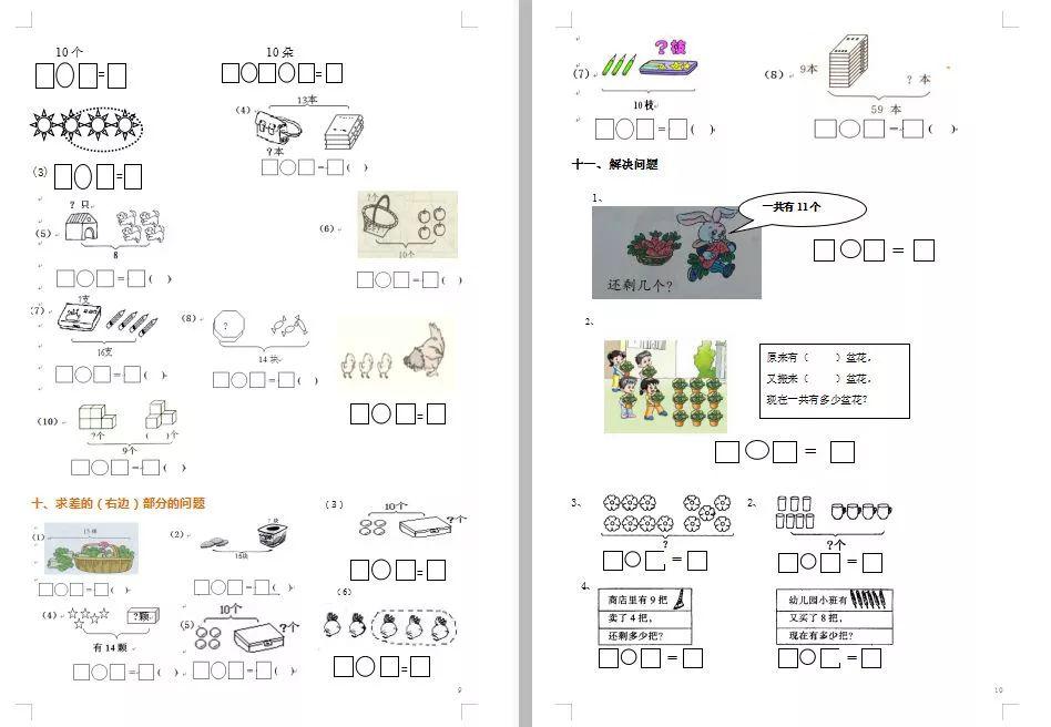 一年级数学下册练习题大全(看图列式,填空题,应用题)全套合集!