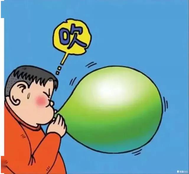 漫画胖子吹气球