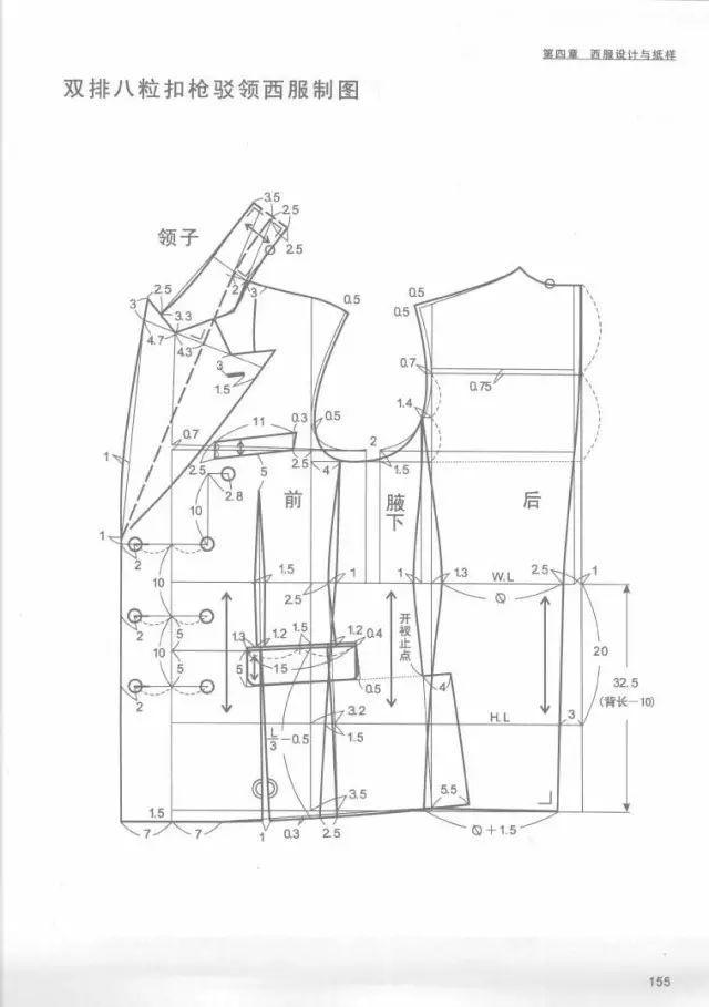 9款男士西服的设计与纸样变化实例