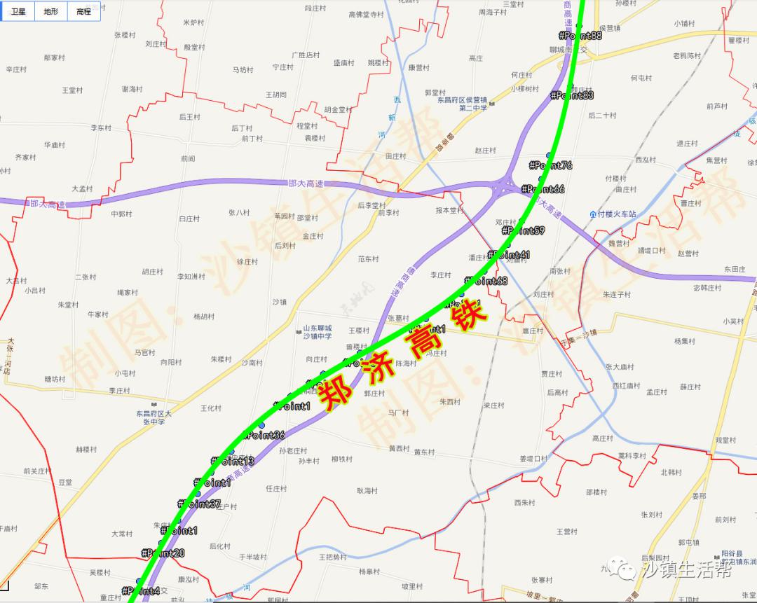 沙镇镇及周边地区郑济高铁走向精确位置图!建议收藏!