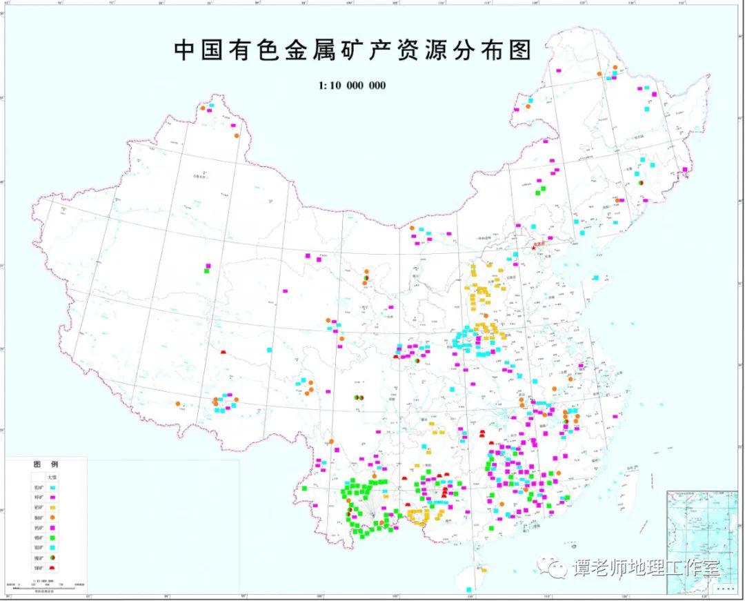 中国有色金属矿产资源分布图